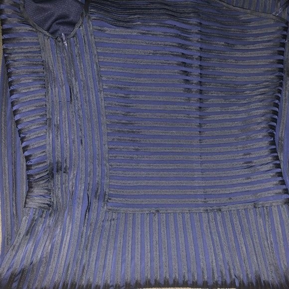 Adolfo Dominguez Designer Formal Midi Dress 6 One Shoulder Pintuck Navy Blue - Picture 12 of 14